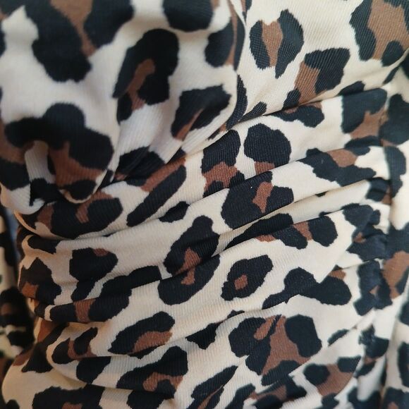 Shape & Style Aqua Green Shaping Swimsuit Size 6 Leopard Print Ruched One Piece - Picture 9 of 12